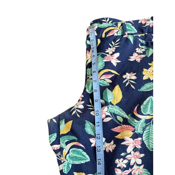 Old Navy Blue Floral Office‎ Secret Slim Pocket Straight Leg Pixie Pants Size 16 - Picture 10 of 12